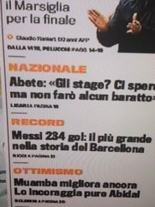 FOTO ANTEPRIMA GAZZETTA DELLO SPORT-TITOLO PER IL NAPOLI