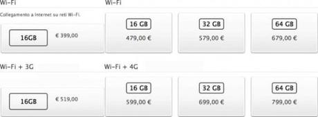 Nuovo iPad: ecco i prezzi ufficiali