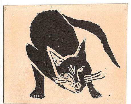 Linocut cat