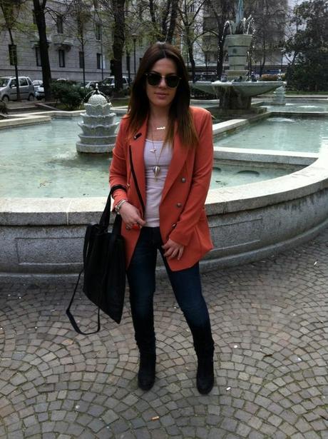 A boyfriend orange blazer