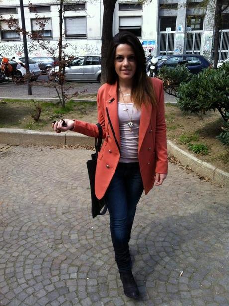 A boyfriend orange blazer