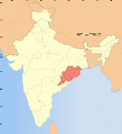 In rosso la regione dell'Orissa