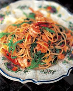 Spaghetti rucola e gamberetti