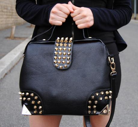 Wearing my new Oasap studded bag