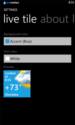 Gismeteo per Windows Phone