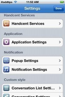 HandcentSMS Settings Handcent SMS, programma alternativo per i messaggi anche su iPhone