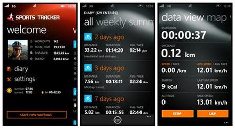Sports Tracker per Nokia Lumia 900, 800, 710, 610 Windows Phone