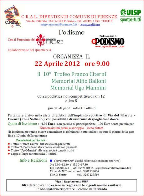 Podismo in Toscana: calendario gare Aprile 2012.