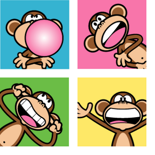 MonkeyBubble gioco dove due simpatiche scimmie spararano palle colorate utilizzando il serpente-molla.