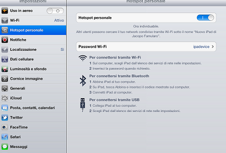 GUIDA : Come attivare HOTSPOT sul nuovo iPad