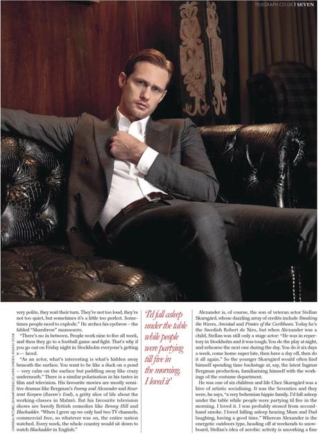 Alexander Skarsgård sulla cover di The Sunday Telegraph!