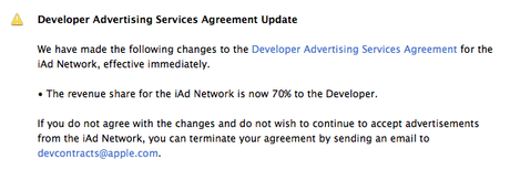 Apple incrementa la percentuale di retribuzione degli sviluppatori di Network iAd al 70%