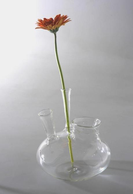 Vaso portafiori vetro borosilicato soffiato a lume design Leonardo Rossano